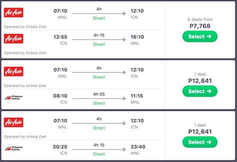 philippines to korea ticket price